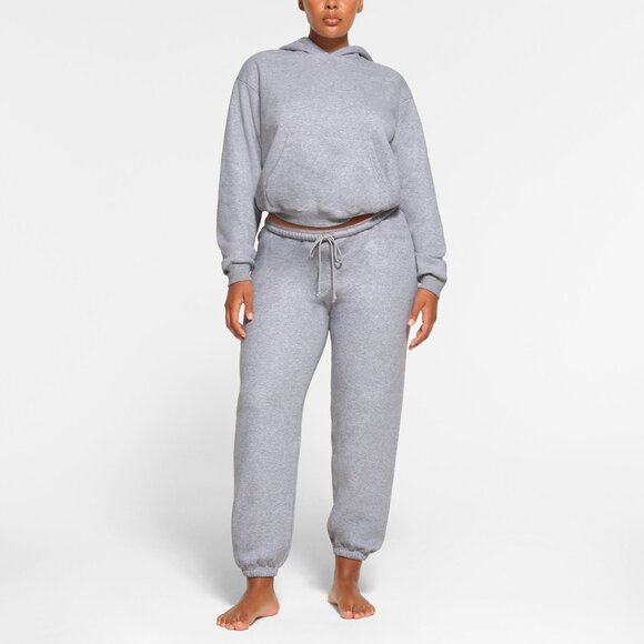 Skims Heather Gray Cotton Fleece Classic Hoodie and Jogger Set Size Small - Picture 1 of 2